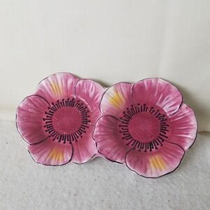 Madiggan Body Care Double Flower Trinket Dish‎ Tray Pink Floral Ceramic Decor